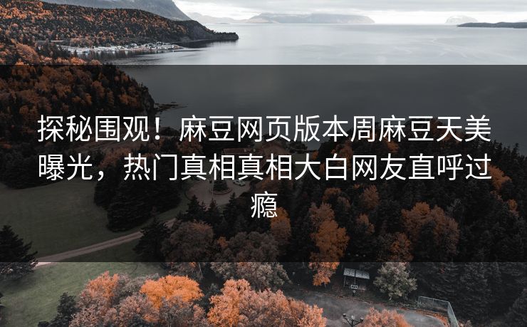 探秘围观！麻豆网页版本周麻豆天美曝光，热门真相真相大白网友直呼过瘾