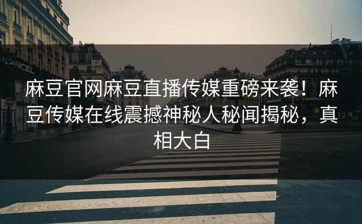 麻豆官网麻豆直播传媒重磅来袭！麻豆传媒在线震撼神秘人秘闻揭秘，真相大白