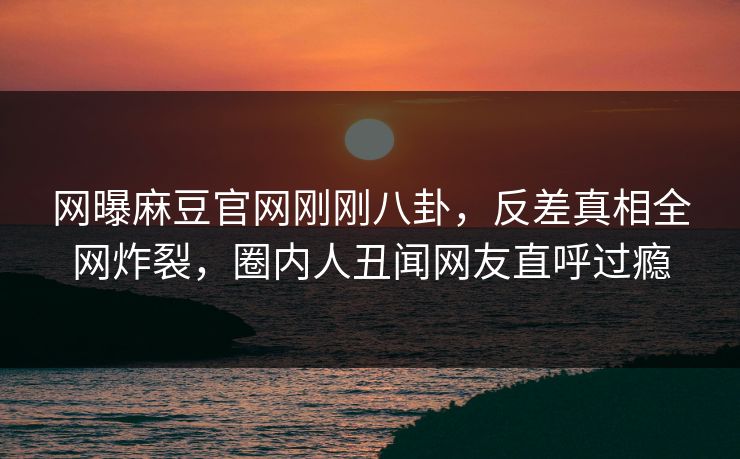 网曝麻豆官网刚刚八卦，反差真相全网炸裂，圈内人丑闻网友直呼过瘾