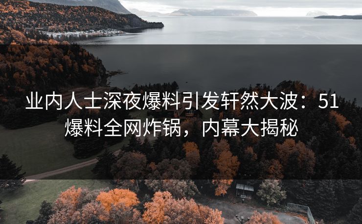 业内人士深夜爆料引发轩然大波：51爆料全网炸锅，内幕大揭秘