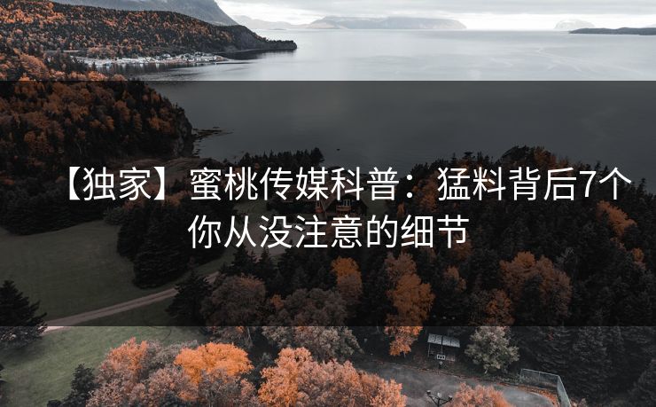 【独家】蜜桃传媒科普：猛料背后7个你从没注意的细节